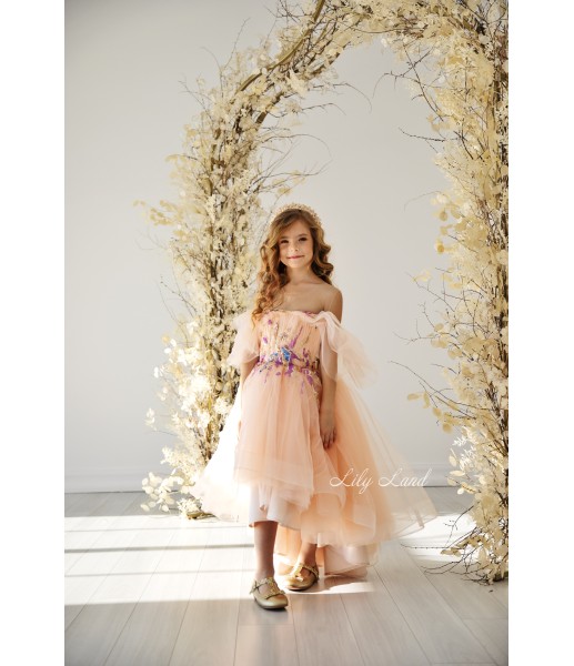 Дитяча святкова сукня Індіана, в персиковому кольорі