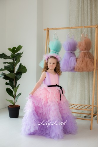 Детское нарядное платье Кайла, цвет лаванда с розовым градиентом
