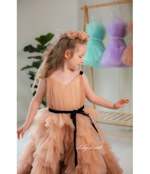 Дитяча святкова сукня Кайла, колір коричневий