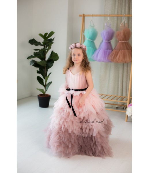 Детское нарядное платье Кайла, цвет капучино градиент