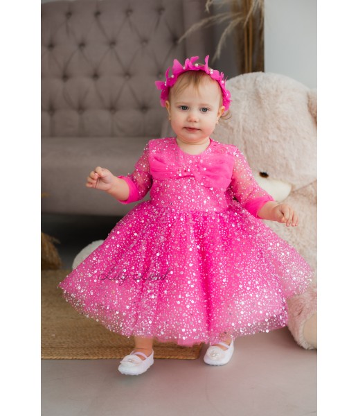 Дитяча святкова сукня Кароліна, колір яскраво-рожевий