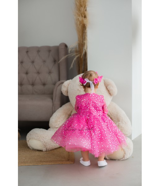 Дитяча святкова сукня Кароліна, колір яскраво-рожевий