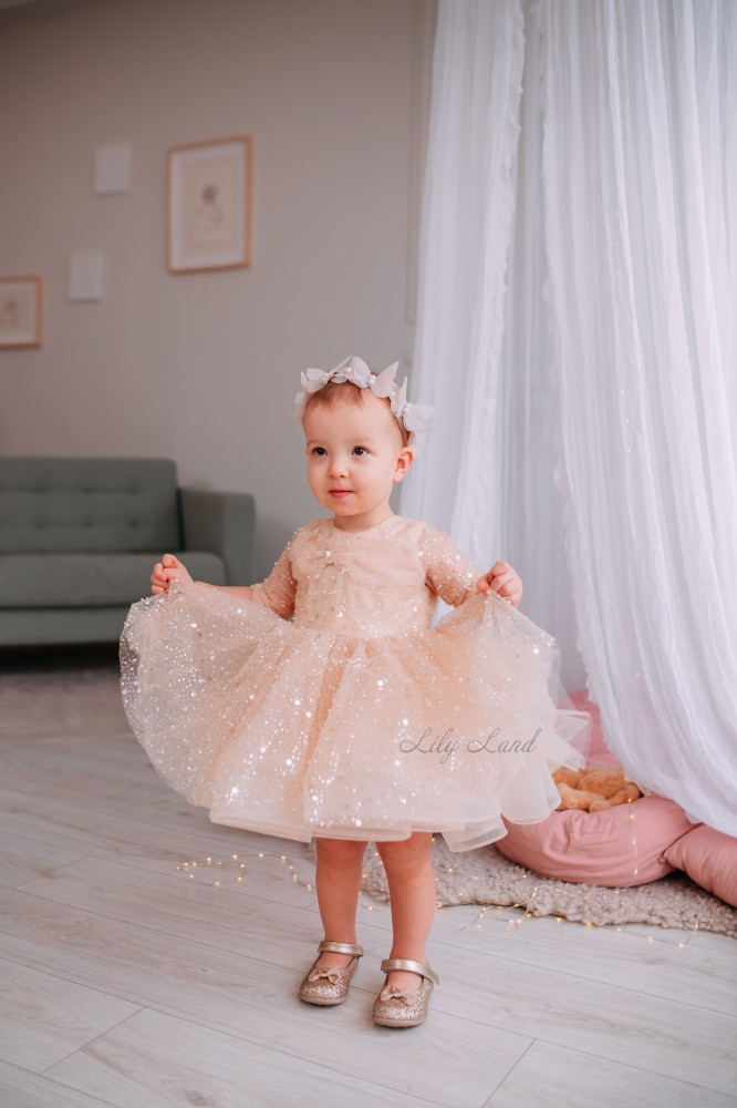 Детское нарядное платье Каролина, цвет бежевый