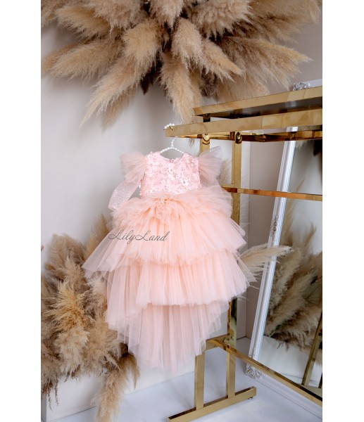 Детское нарядное платье Келли с рукавом, цвет Персик