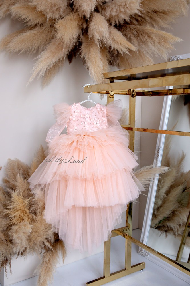 Детское нарядное платье Келли с рукавом, цвет Персик