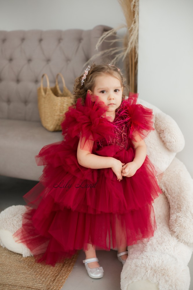 Детское нарядное платье Келли, цвет бордовый