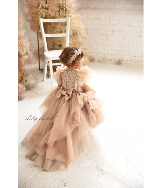 Детское нарядное платье Келли, цвет беж