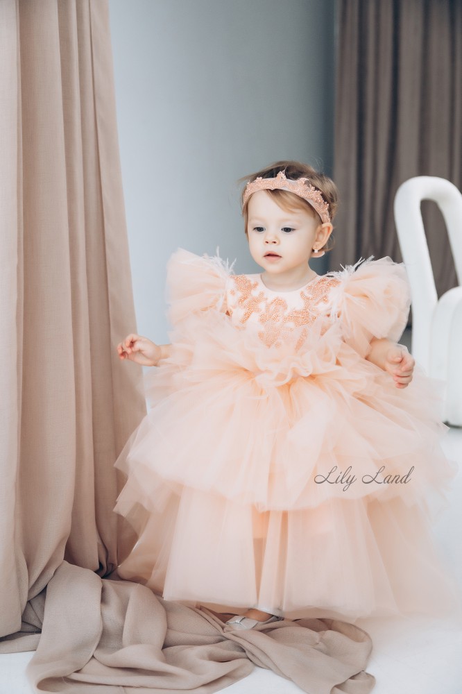 Детское нарядное платье Келли, цвет Яркий Персик
