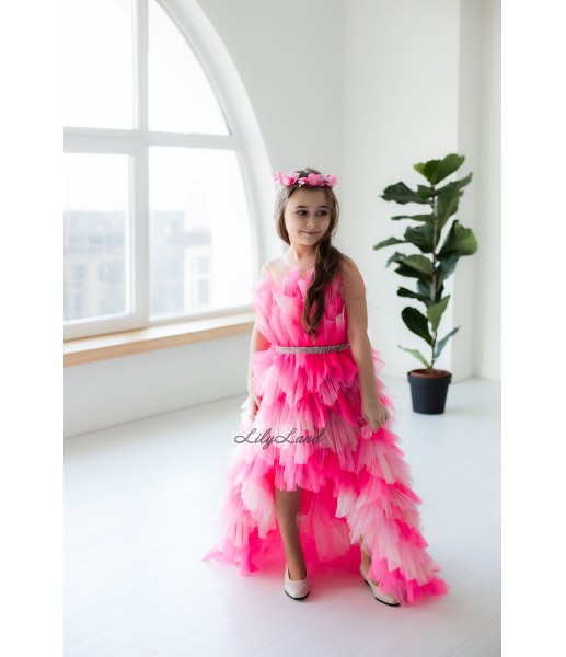 Детское нарядное платье Хлоя, цвет розовый градиент