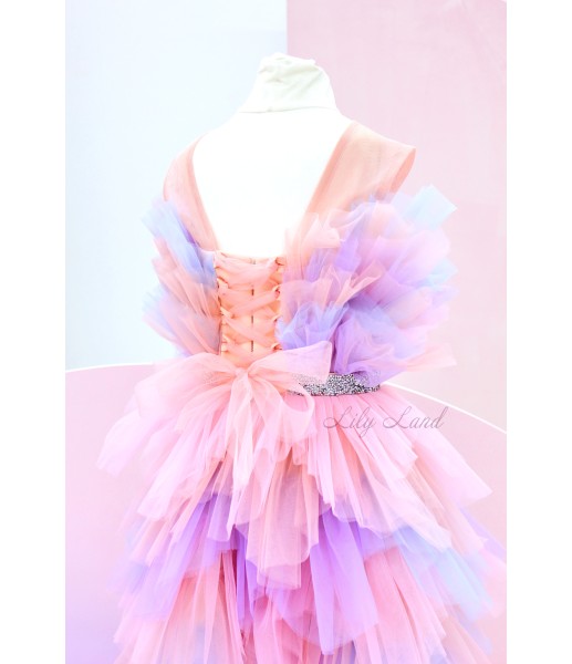 Детское нарядное платье Хлоя, цвет розово-лавандовый градиент