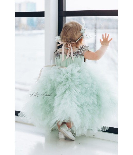 Детское нарядное платье Лель, цвет Мятно-Серый
