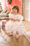 Детское нарядное платье Лиана, принт цветочки с белым фатином