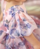 Детское нарядное платье Лиана, принт цветы с розовым фатином