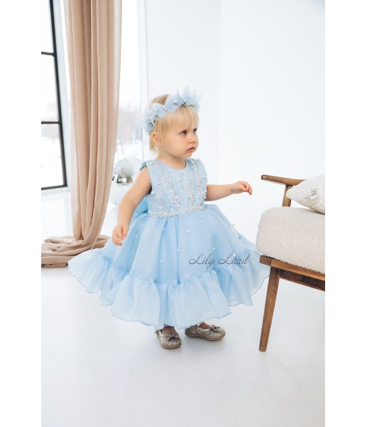 Детское нарядное платье Лилу, цвет голубой