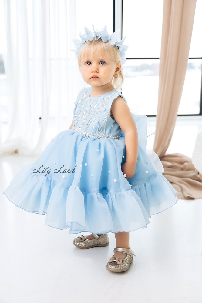 Детское нарядное платье Лилу, цвет голубой