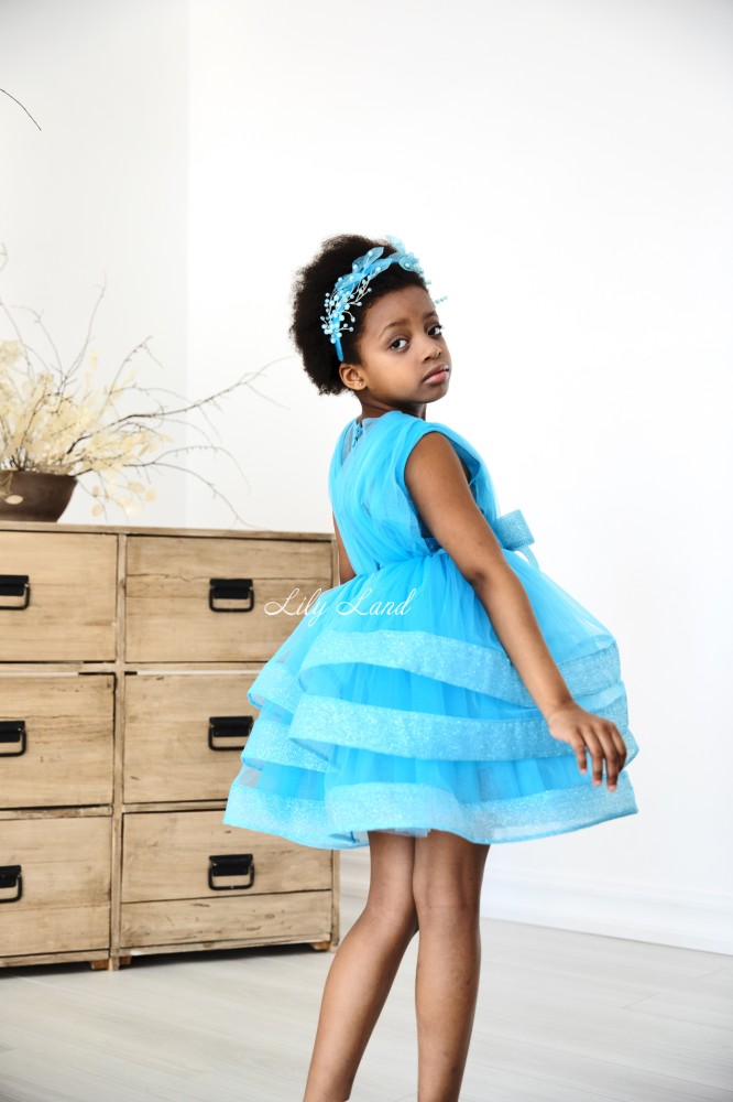 Дитяча святкова сукня Луїзіана, в блакитному кольорі