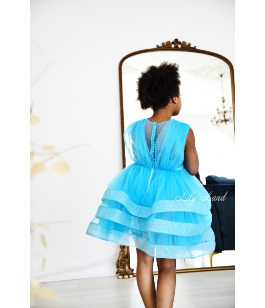 Детское нарядное платье Луизиана, в голубом цвете