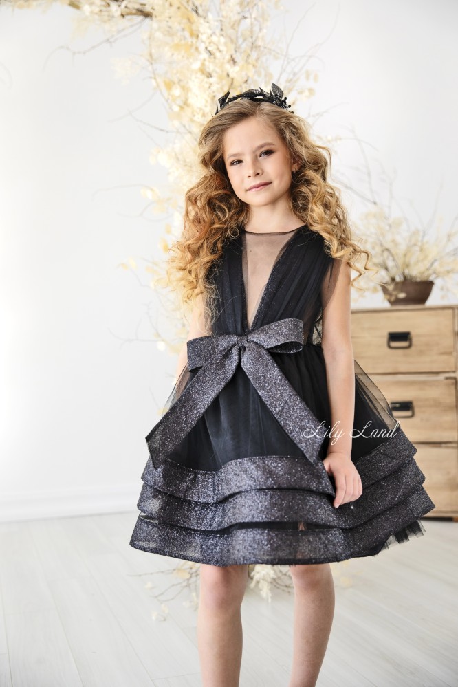 Дитяча святкова сукня Луїзіана, в чорному кольорі