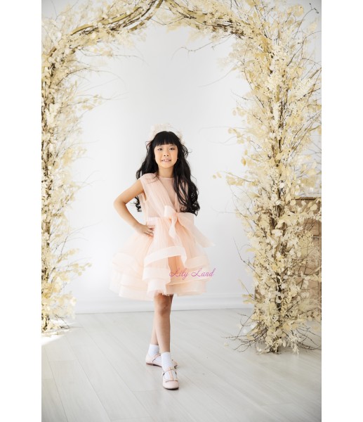 Детское нарядное платье Луизиана, в персиковом цвете