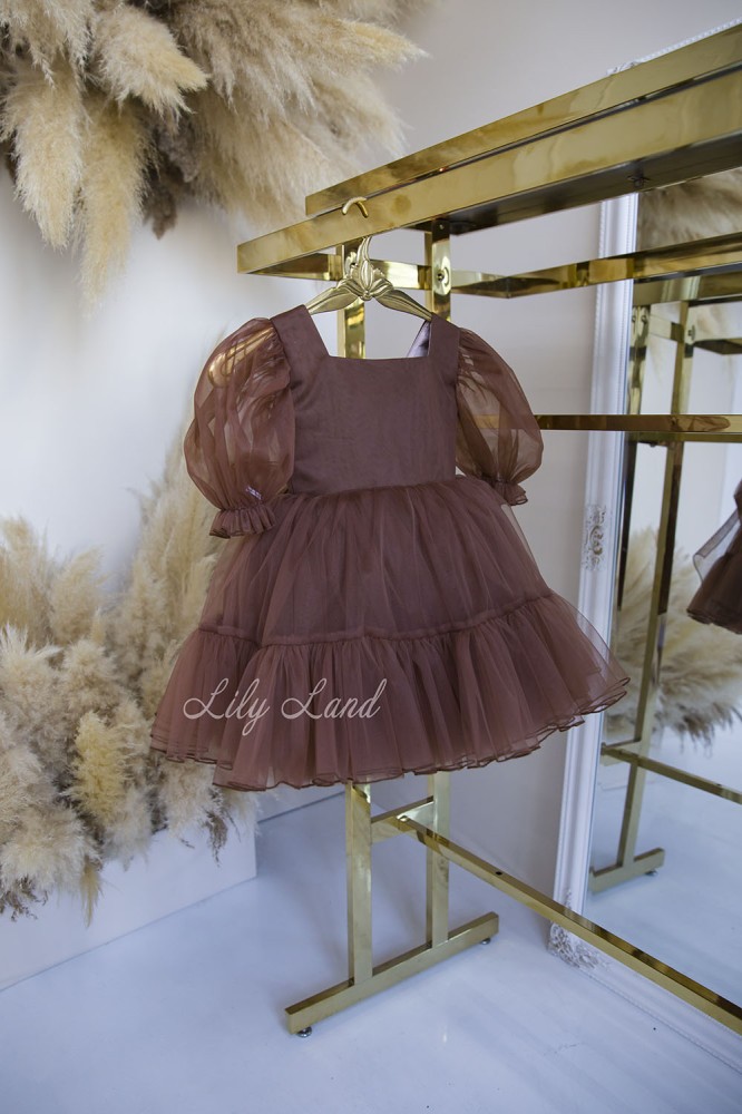 Дитяча святкова сукня Марсель з фатіну, колір шоколад