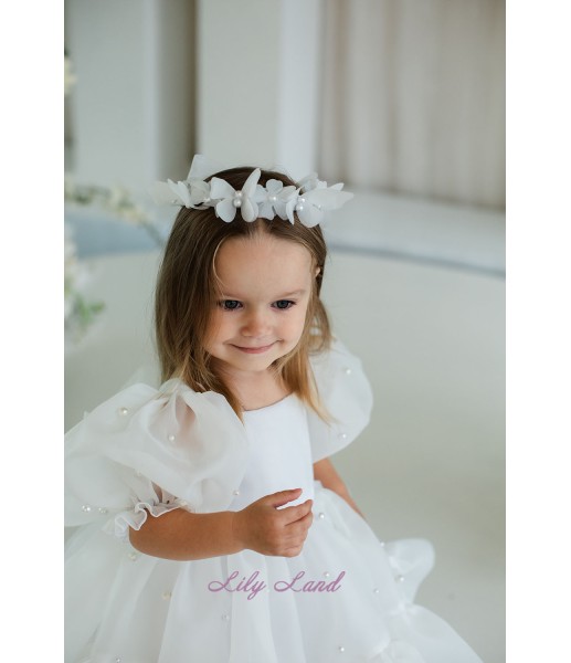 Дитяча святкова сукня Марсель, колір айворі з перлинками
