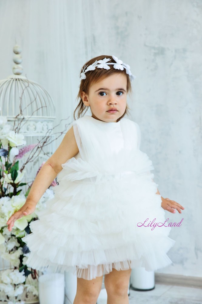 Детское нарядное платье Мая, цвет белый