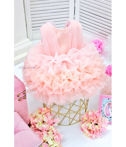 Детское нарядное платье Мая, цвет розовая пудра