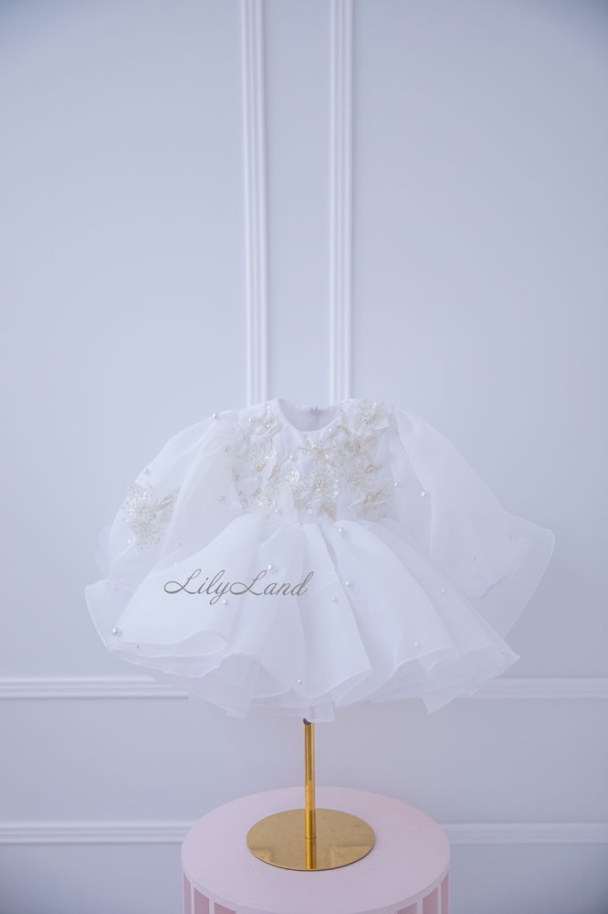 Дитяча святкова сукня Мія з рукавчиком, колір білий