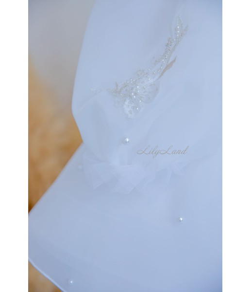 Детское нарядное платье Мия с рукавом и шлейфом, цвет белый