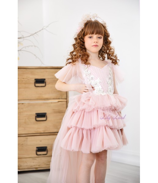 Детское нарядное платье Миннесота, в цвете розовая пудра