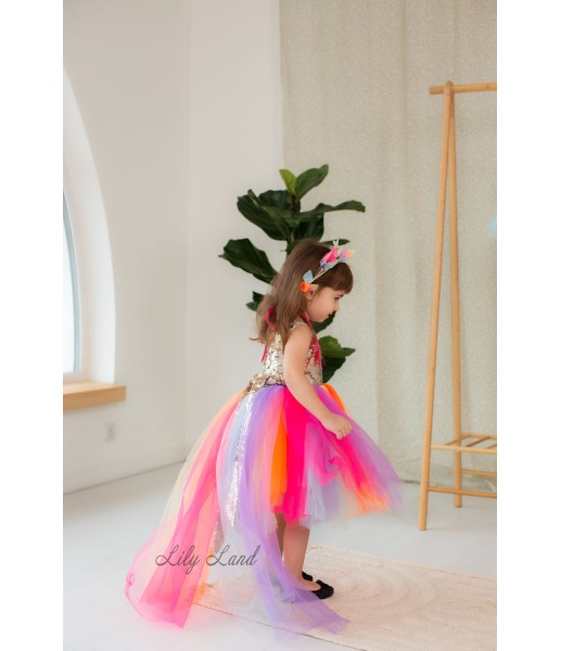 Детское платье MyLittlePonny Топ пайеткая, разноцветная яркая юбка