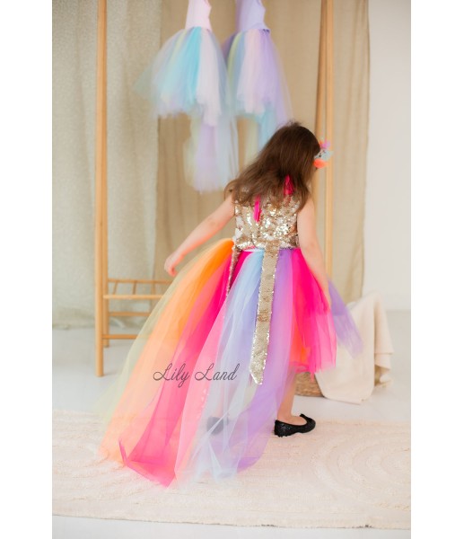 Детское платье MyLittlePonny Топ пайеткая, разноцветная яркая юбка