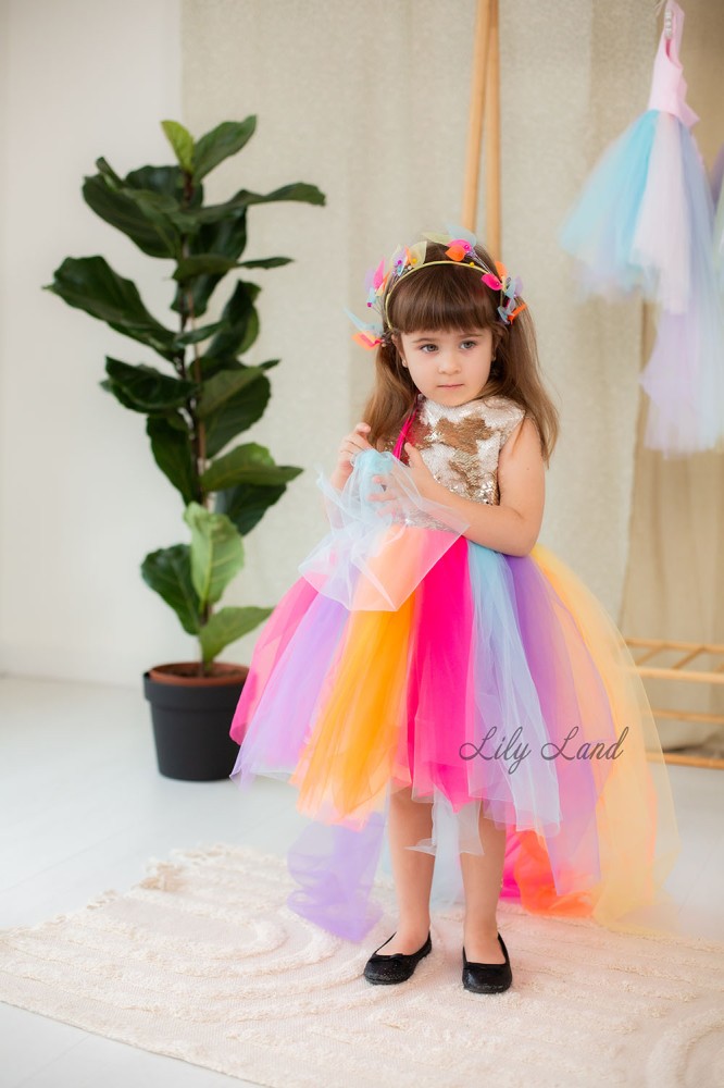 Дитяча святкова сукня MyLittlePonny Топ паєтка, різнокольорова яскрава спідничка