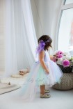 Детское платье MyLittlePonny Топ атлас лаванда, разноцветная юбка в пастельных тонах