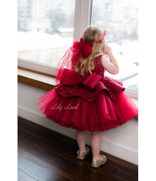 Детское нарядное платье Ненси, цвет Бордо