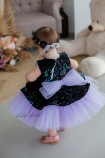 Детское нарядное платье Ненси, цвет Черная паетка юбка Лаванда