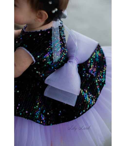 Дитяча святкова сукня Ненсі, колір Чорна паєтка спідничка Лаванда