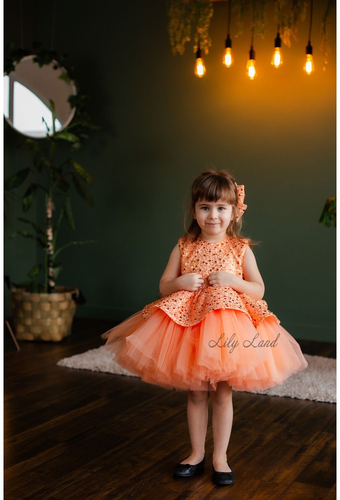 Детское нарядное платье Ненси, цвет Оранжевый