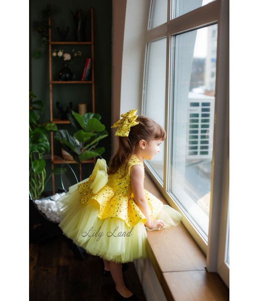 Детское нарядное платье Ненси, цвет Желто-золотой