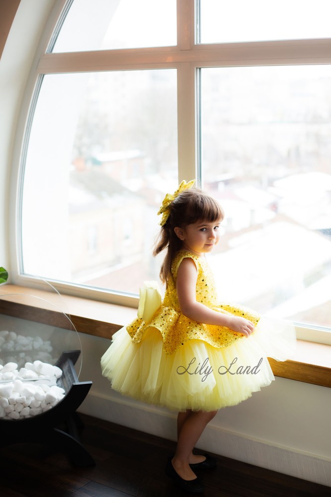Детское нарядное платье Ненси, цвет Желто-золотой