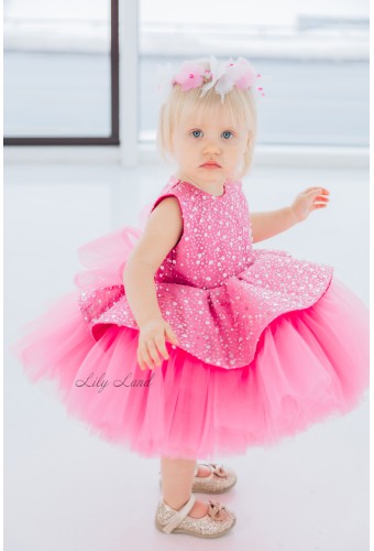 Детское нарядное платье Ненси, цвет Ярко-Розовый