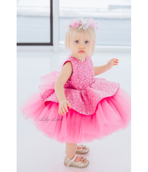 Дитяча святкова сукня Ненсі, колір Яскраво- Рожевий