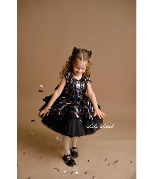 Детское нарядное платье Ненси, цвет Хамелион черный