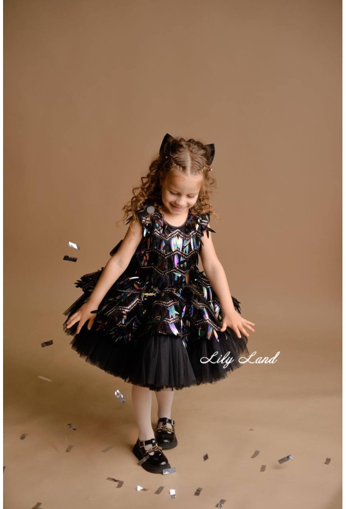 Детское нарядное платье Ненси, цвет Хамелион черный