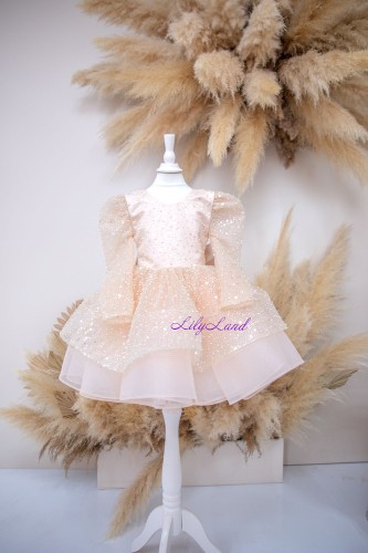 Детское нарядное платье Натали с рукавчиком, цвет беж Детское нарядное платье Натали с рукавчиком, цвет беж