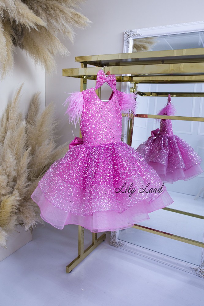 Дитяча святкова сукня Наталі, колір яскраво-Рожевий