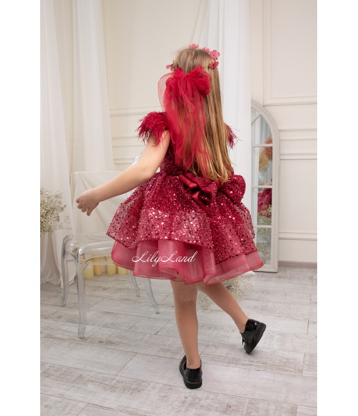 Детское нарядное платье Натали, цвет Бордо