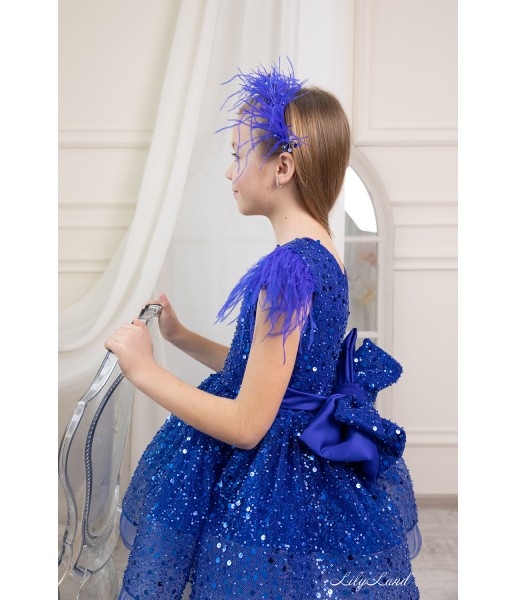 Детское нарядное платье Натали, цвет Синий Елетрик