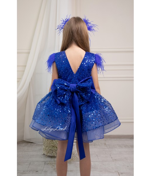 Детское нарядное платье Натали, цвет Синий Елетрик