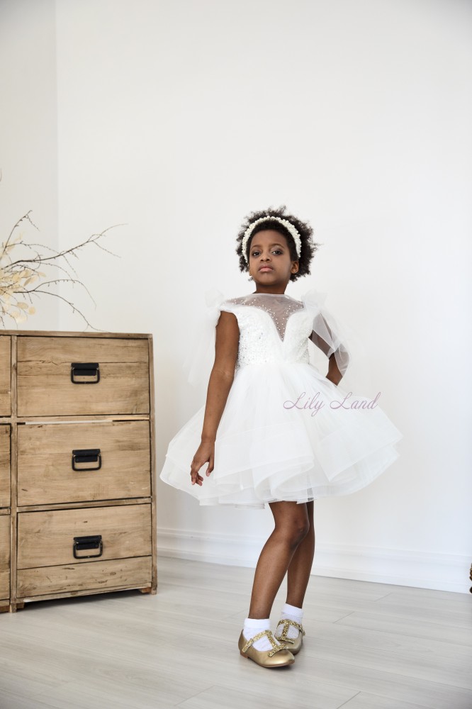 Дитяча святкова сукня Нью-Джерсі, в білому кольорі
